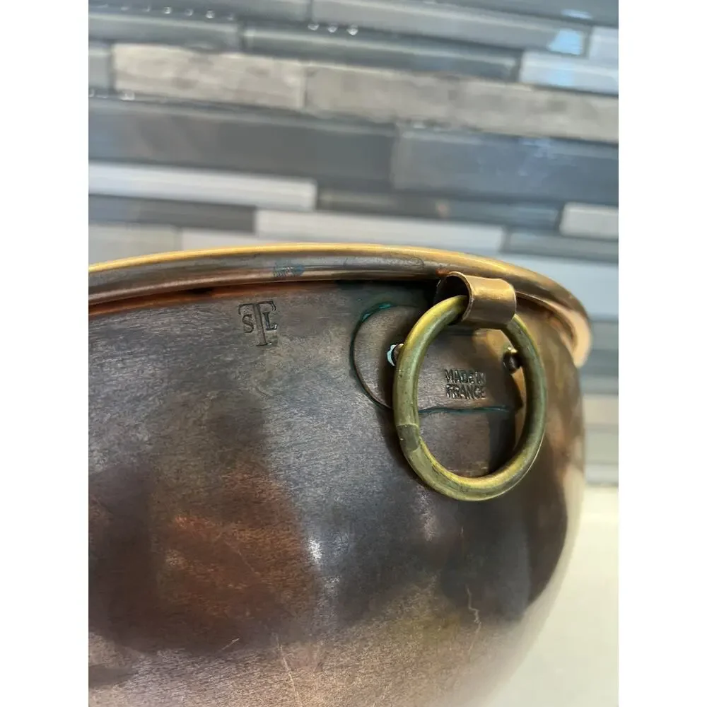 RARE 11” Copper Mixing Bowl W/ Patina Made In France Stamped STL “Sur La Table”